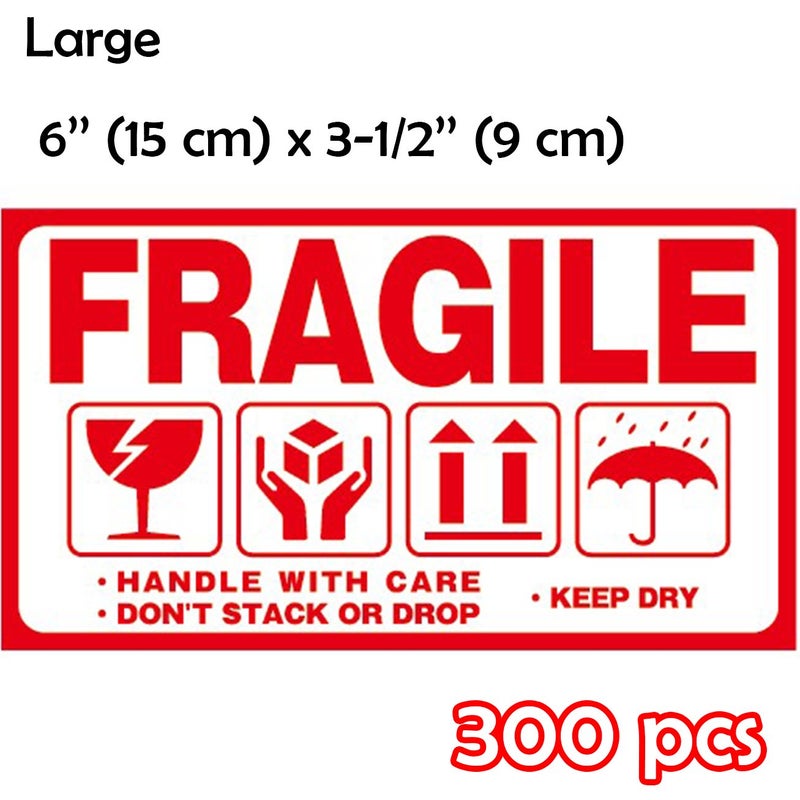 LDS Industry Large Fragile (6" X 3Â½") Handle with Care Keep Dry Upward Do Not Trample Shipping Box Warning Stickers Label (STK-02 300pcs) - Image 2